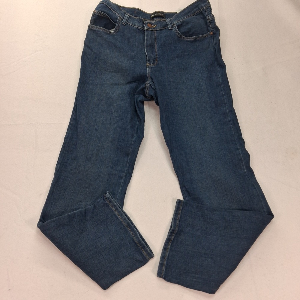 Lee Jeans Womens 12 Relaxed Fit Blue Straight Leg Stretch Denim EUC